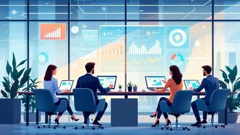 Business professionals digital interfaces graphs customer engagement ai europe asia