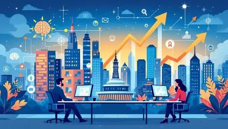 Australian tech professionals ai network growth modern cityscape illustration