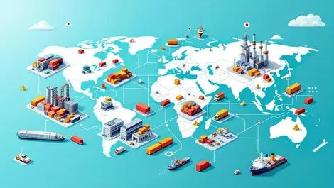 Global supply chain network factories warehouses japan thailand india china
