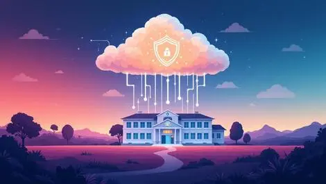 Large school building cloud data flow secure storage australian landscape
