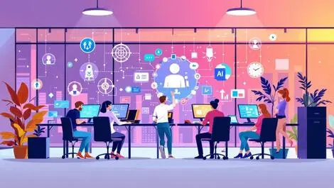 Colorful modern office singapore people working collaboration ai integration