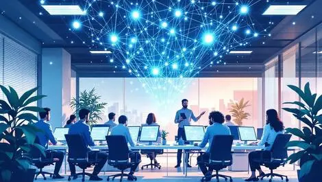 Business people modern new zealand office ai network collaboration tech