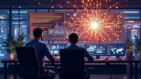 Cybersecurity analysts monitoring digital threats ai assisted operations centre