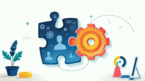 Interlocking puzzle pieces human figures and gears hr performance uk ireland