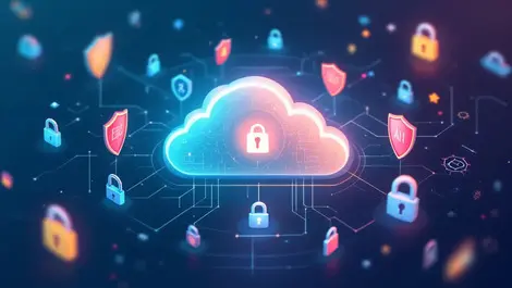 Secure digital cloud with protective shields locks ai neural network data protection