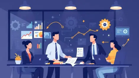 Finance team office charts spreadsheets computers workflow automation efficiency