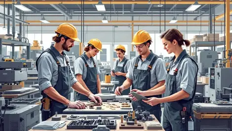 Young adults learning hands on skills in new zealand manufacturing workshop