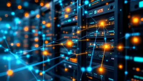 Interconnected server racks digital neural network ai security monitoring