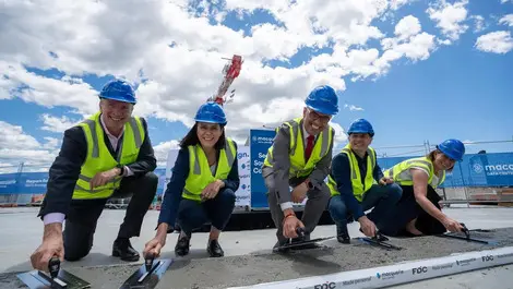 David tudehope  macquarie technology group  lisa brock  macquarie technology group  nsw treasurer  hon. daniel mookhey mp  david hirst  macquarie data centres  and helen cox  macquarie technology group