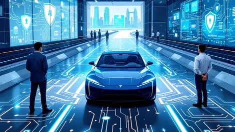 Electric car test track ai cybersecurity global engineers view