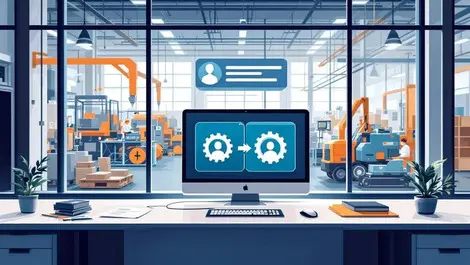 Modern factory office gears customer profile linking sales production