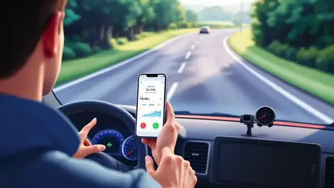Young uk driver dashboard phone safe monitored driving insurance