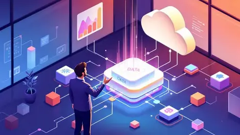 Tech founder presenting 3d data pipeline into ai cloud platform