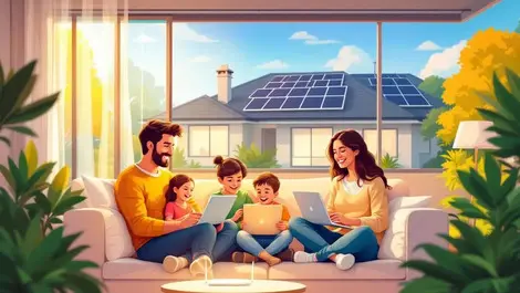 Australian family home solar panels fast broadband wellbeing