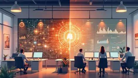 Modern us open plan office ai interface vs jobs automation charts