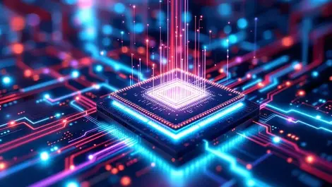 Quantum chip linked to gpu colorful data streams in datacenter