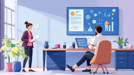 Modern au office ai hiring manager reviewing resumes