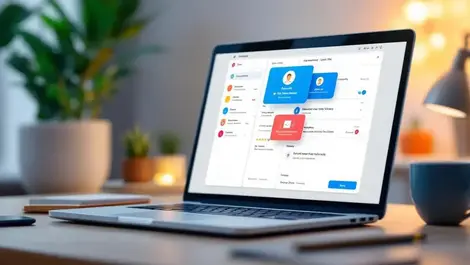 Organized email inbox ai assistant office laptop digital illustration